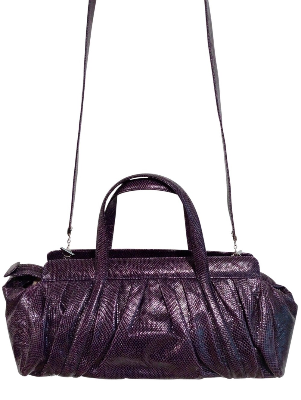 Judith Lieber Vintage Exotic Pleated Snakeskin Top Handle Shoulder Bag - Picture 4 of 16